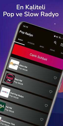 Android application Pop Radyo & Pop Müzik Dinle screenshort