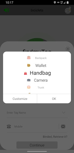 Android application findmyTag screenshort