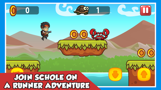 Schole Boy Adventure run jump shoot platformer