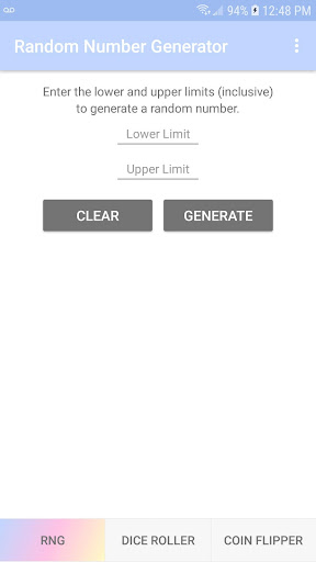 Android application Random Number Generator screenshort
