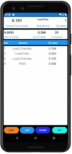 Android application Standard Work - Time Study screenshort