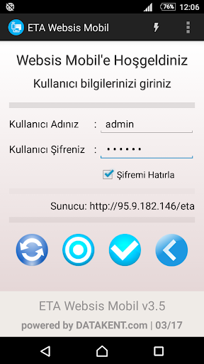 Android application ETA Websis Mobil screenshort
