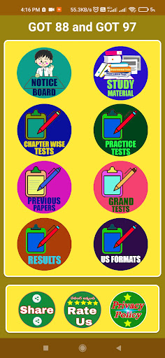Android application Departmental Tests GOT 88 & 97 screenshort
