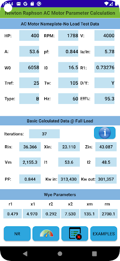 Android application NR AC Motor Parameter screenshort