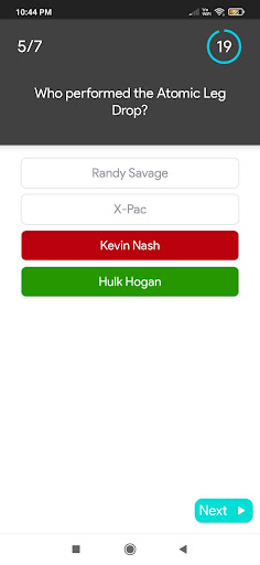 WWE Quiz Game Screen 3