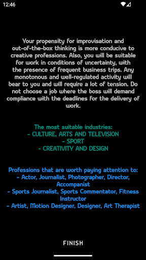 Test: my profession Screen 2