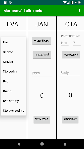 Mariášová kalkulačka Screen 2