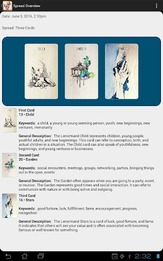 Screenshot of Scrying Ink Lenormand