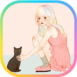 카카오톡 테마 - 소녀와 고양이 icon
