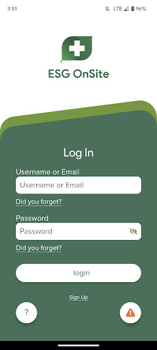 Android application ESG OnSite screenshort