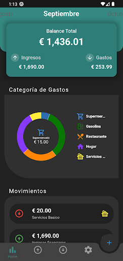 Android application Finanzas Personales screenshort