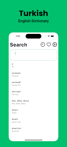 Android application Turkish Dictionary English screenshort