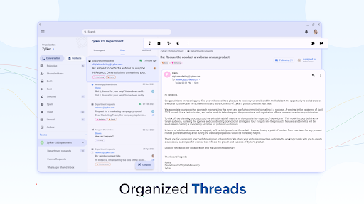 Screenshot of Zoho TeamInbox