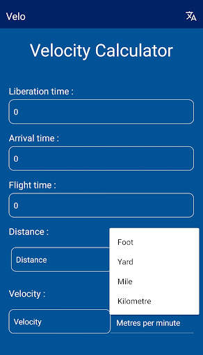 Pigeon Velocity Calculator Screen 3