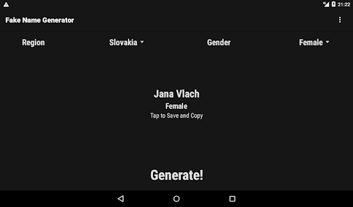 unearth Long generation Fake Name Generator - 53 Count - Apps on Google Play