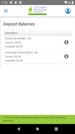 SMCTFCU Mobile Banking Screen 2