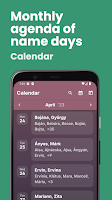 screenshot of Name day calendar