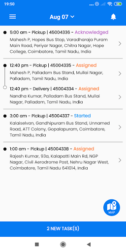 Outfleet Delivery Agent App Screen 2