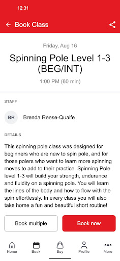 Screenshot of Pole Fitness Studio