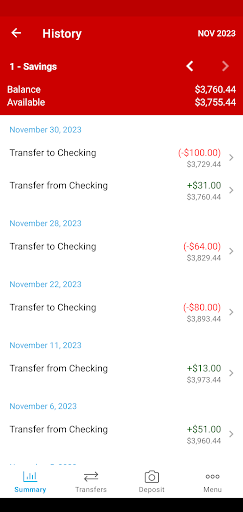 Ridgeline CU Mobile Banking Screen 3