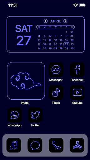 Android application Wow Blue Neon Theme, Icon Pack screenshort