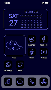 Wow Blue Neon Theme, Icon Pack