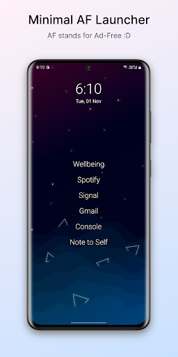 Android application Olauncher. Minimal AF Launcher screenshort