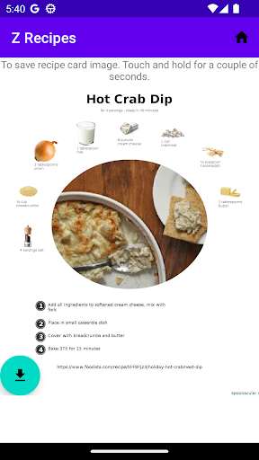 Android application Z Recipes screenshort