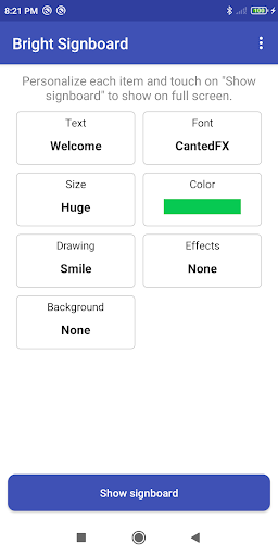 Android application Bright Signboard screenshort