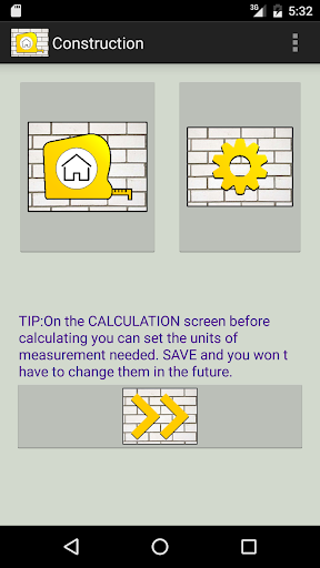Android application CONSTRUCTION calculator screenshort