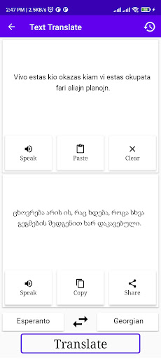 Esperanto Georgian Translator Screen 2