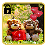 Love theme teddy bear lock icon