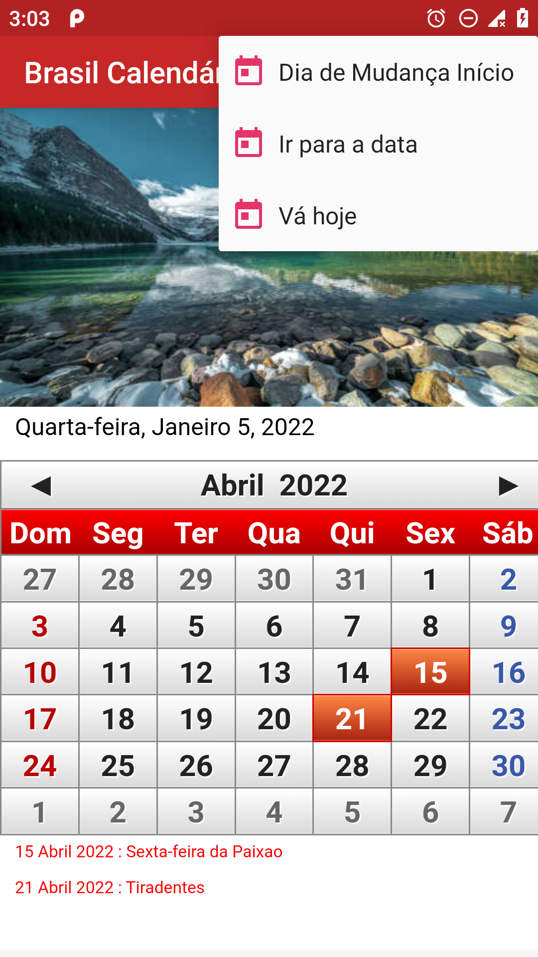 Android application Brasil Calendário 2022 screenshort