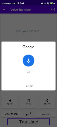 Azerbaijani Swedish Translator Screenshot