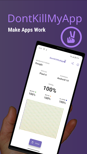 Android application DontKillMyApp: Make apps work screenshort