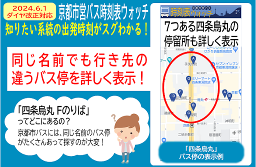 時刻表・バス停位置の検索アプリ/京都市営バス時刻表ウォッチ Screen 2