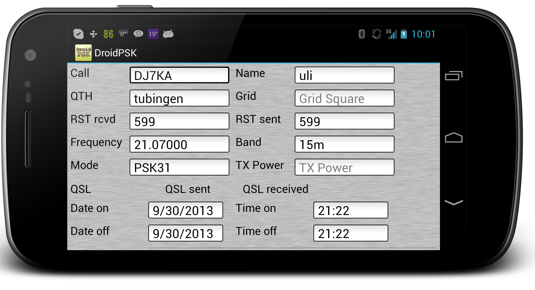 Android application DroidPSK - PSK for Ham Radio screenshort