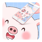 Pink Cartoon Cute Pig Theme icon