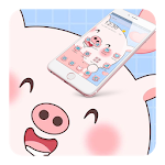 Pink Cartoon Cute Pig Theme Apk