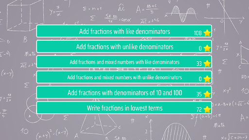 Android application Adding Fractions Math Trainer screenshort