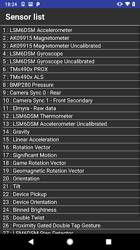 Sensor List Screen 3