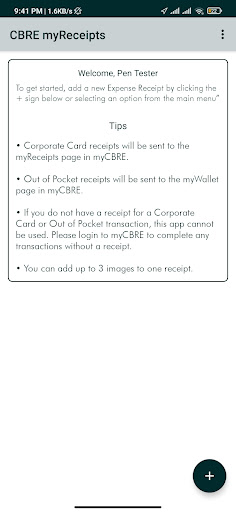 CBRE myReceipts Screen 3