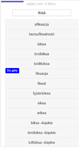 Android application Słowa do literaki screenshort