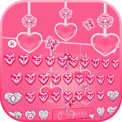 Pink Hearts Keyboard Theme - AppWisp.com