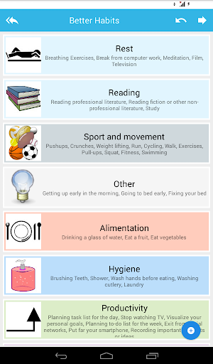 Android application Better habits screenshort
