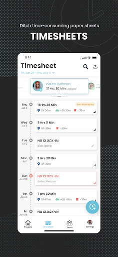 Screenshot of ConstructionClock Time Tracker