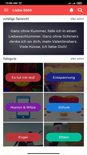 Android application schön ich liebe dich SMS screenshort