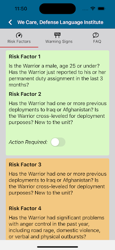 WeCare, Defense Language Inst. Screen 3
