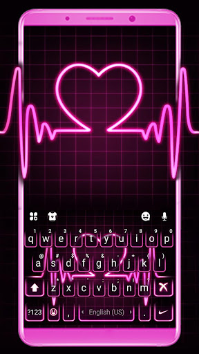 Android application Pink Neon Heart Theme screenshort