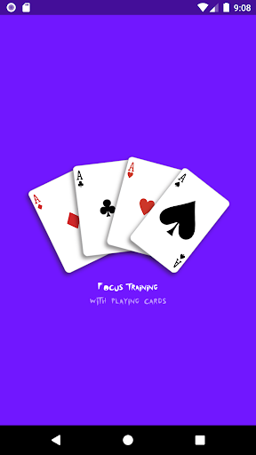Android application Focus training w playing cards screenshort